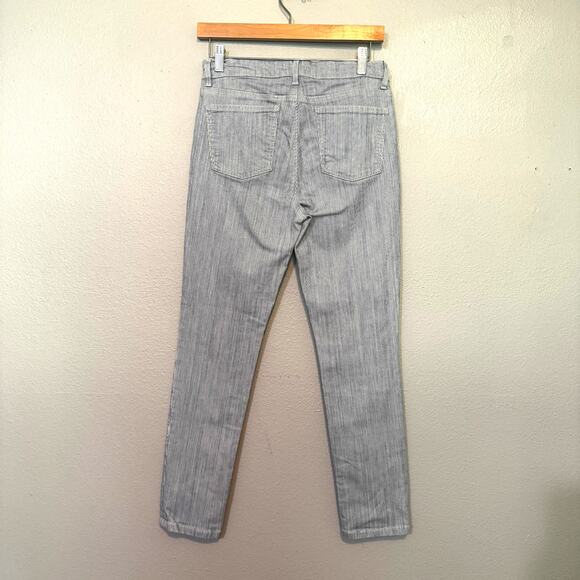 Eileen Fisher Blue and White Railroad Stripe Slim Boyfriend Jeans Size 6 - Picture 6 of 7